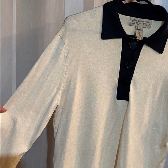 Vintage Jones New York Country Silk & Nylon Collar Button-Up Long Sleeve Blouse - Picture 5 of 9